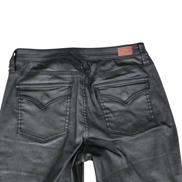 Joie Coated Skinny Jeans Womens 27 Black Denim Mid Rise Formal Ankle Zip Stretch - Picture 6 of 7